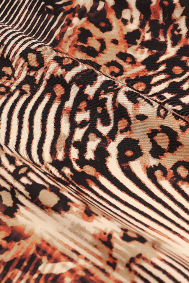 Orange Zebra Leopard Pattern Twill Silk Scarf - 4