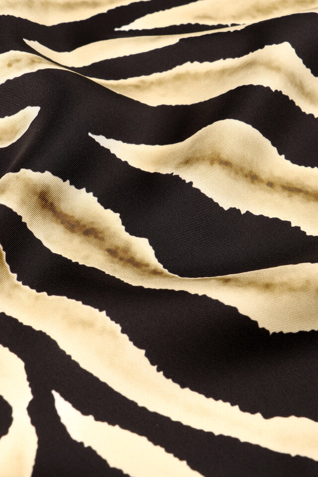 Gold Zebra Pattern Twill Silk Scarf - 4