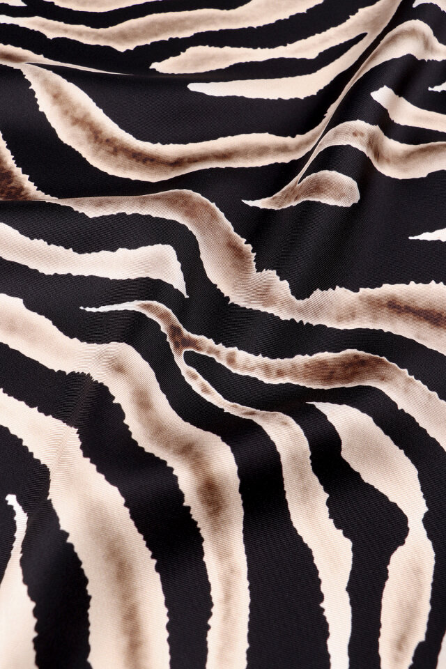 Salmon Zebra Pattern Twill Silk Scarf - 4