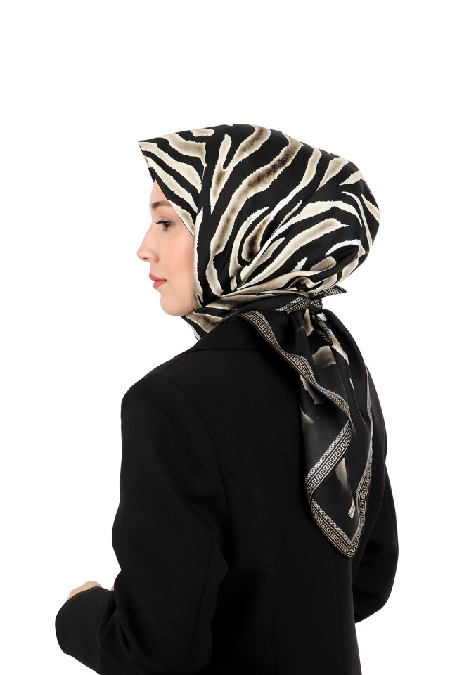 Stone Zebra Pattern Twill Silk Scarf - 2