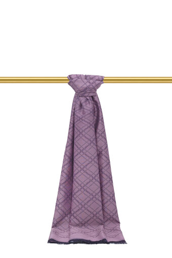 Ametist Zincir Desen Jakarlı İpek Şal 