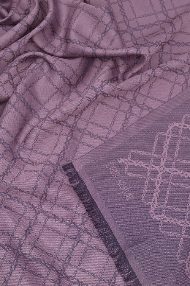 Ametist Zincir Desen Jakarlı İpek Şal - 3