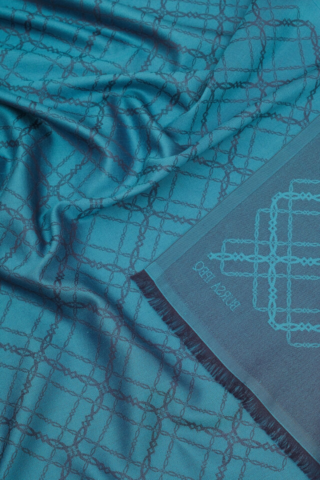 Camgöbeği Zincir Desen Jakarlı İpek Şal - 3