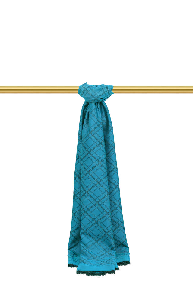 Camgöbeği Zincir Desen Jakarlı İpek Şal 