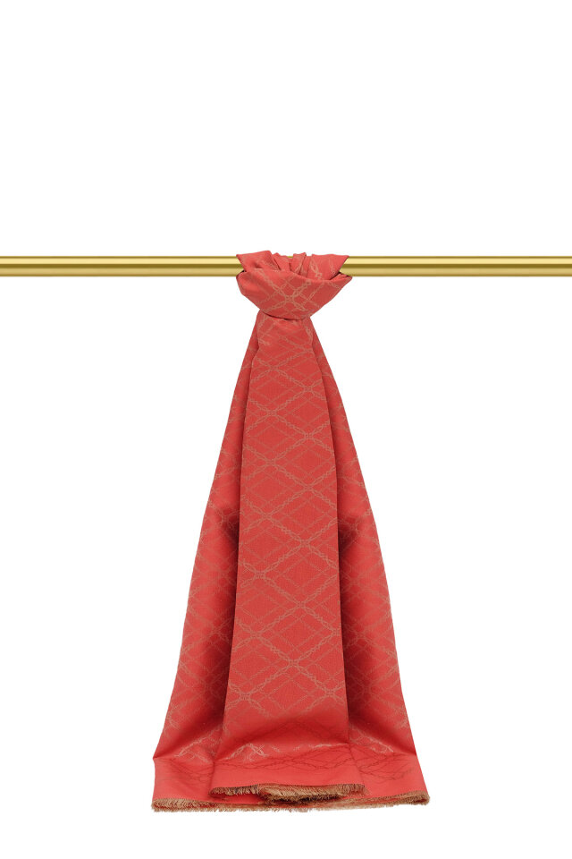 Narçiçeği Zincir Desen Jakarlı İpek Şal - Bursa İpek