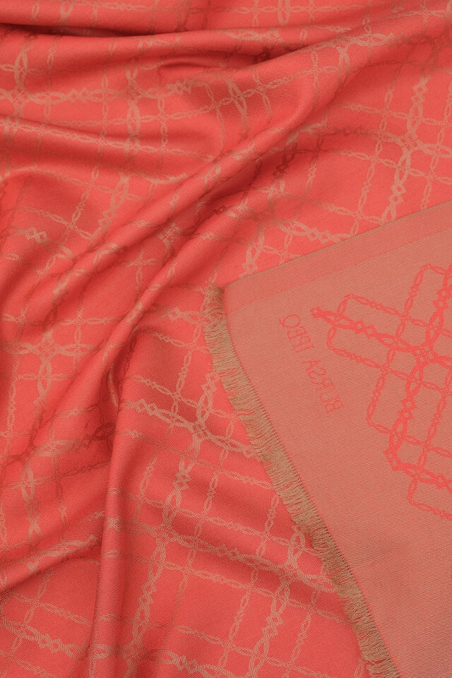 Narçiçeği Zincir Desen Jakarlı İpek Şal - 3