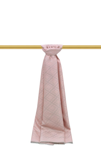 Pudra Zincir Desen Jakarlı İpek Şal 