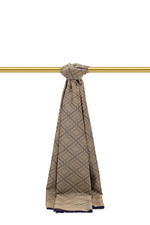 Vizon Zincir Desen Jakarlı İpek Şal - Bursa İpek