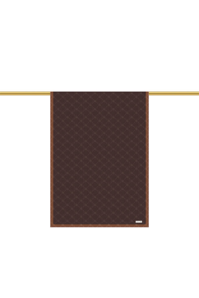 Acı Kahve Zincir Monogram Desen İpek Şal - 3