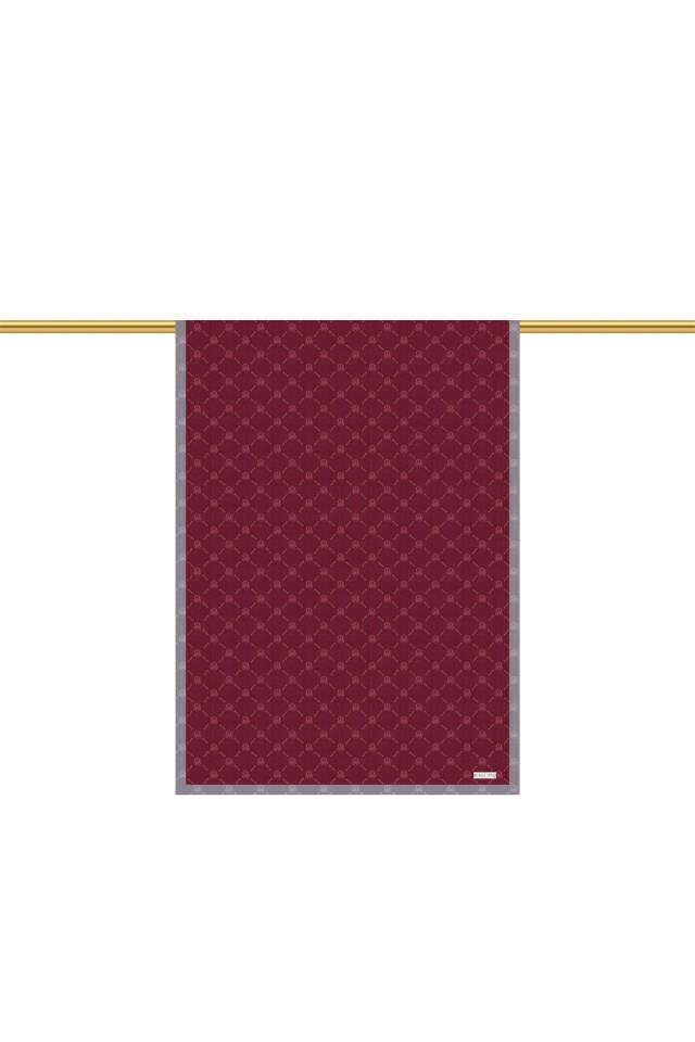 Bordo Zincir Monogram Desen İpek Şal - 3