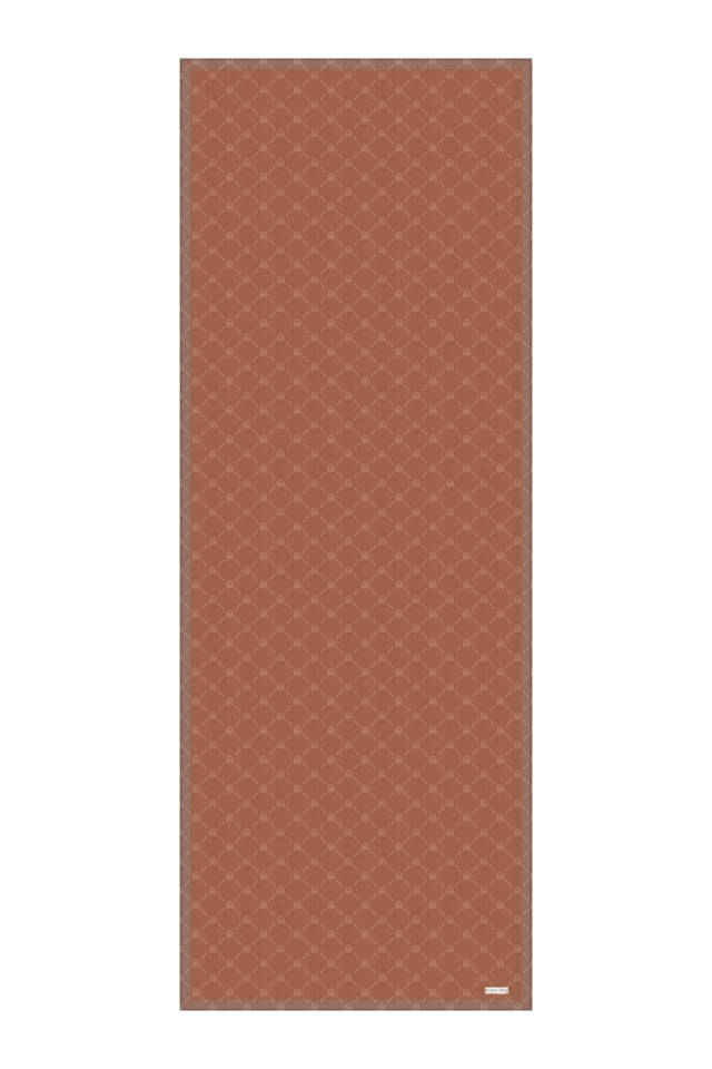 Koyu Somon Zincir Monogram Desen İpek Şal - 4