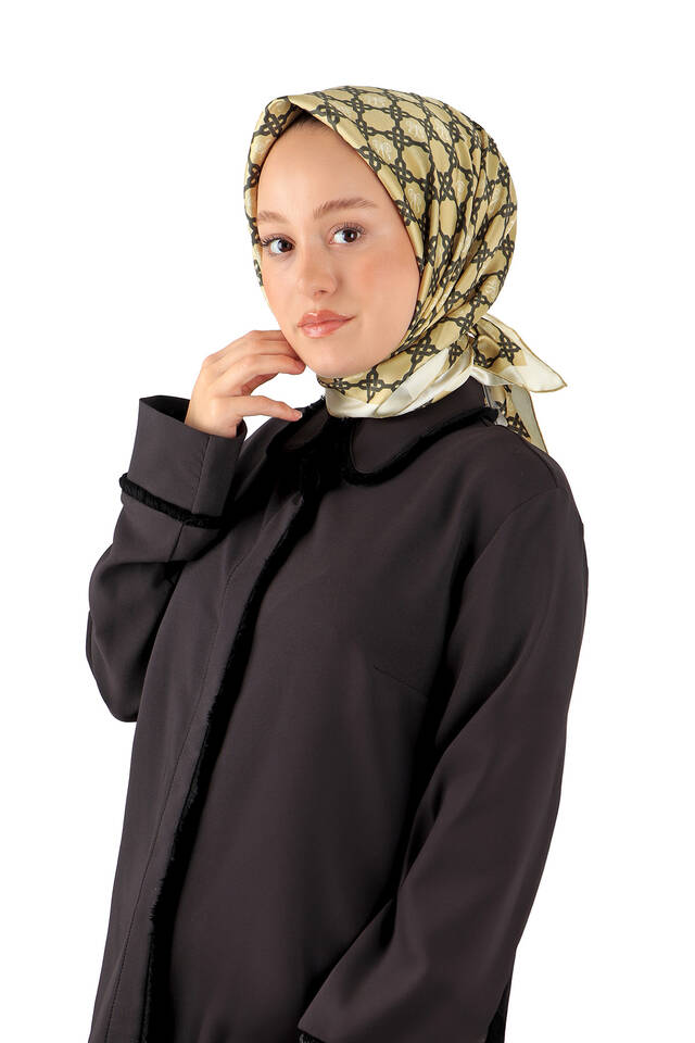 Asit Yeşil Zincir Monogram Twill İpek Eşarp - 2