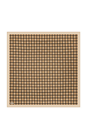 Bej Zincir Monogram Twill İpek Eşarp 