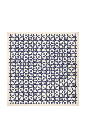 Ekru Zincir Monogram Twill İpek Eşarp 